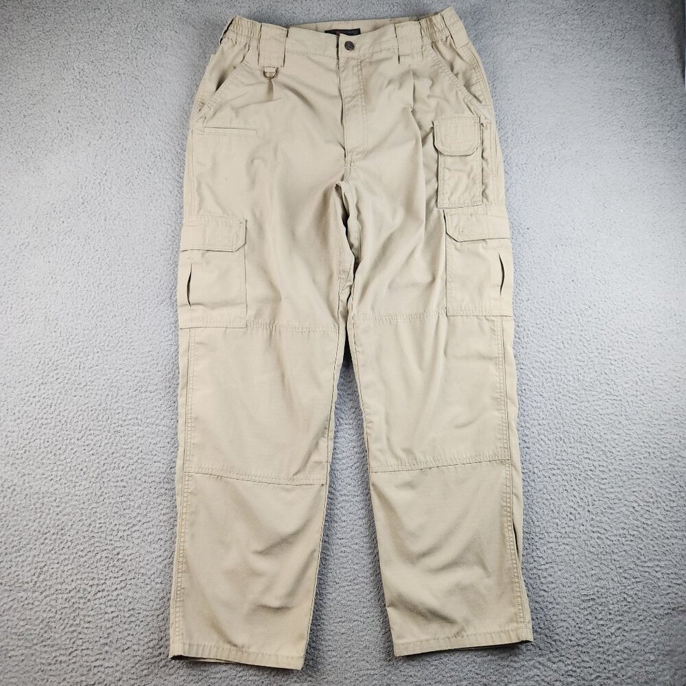 5.11 Tactical Pants Men's 34x32 Tan Cargo Straight Khakis Ripstop Tactical Twill